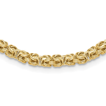 14K Yellow Gold Polished 4.25mm Fancy Byzantine Link 18 Inch Necklace
