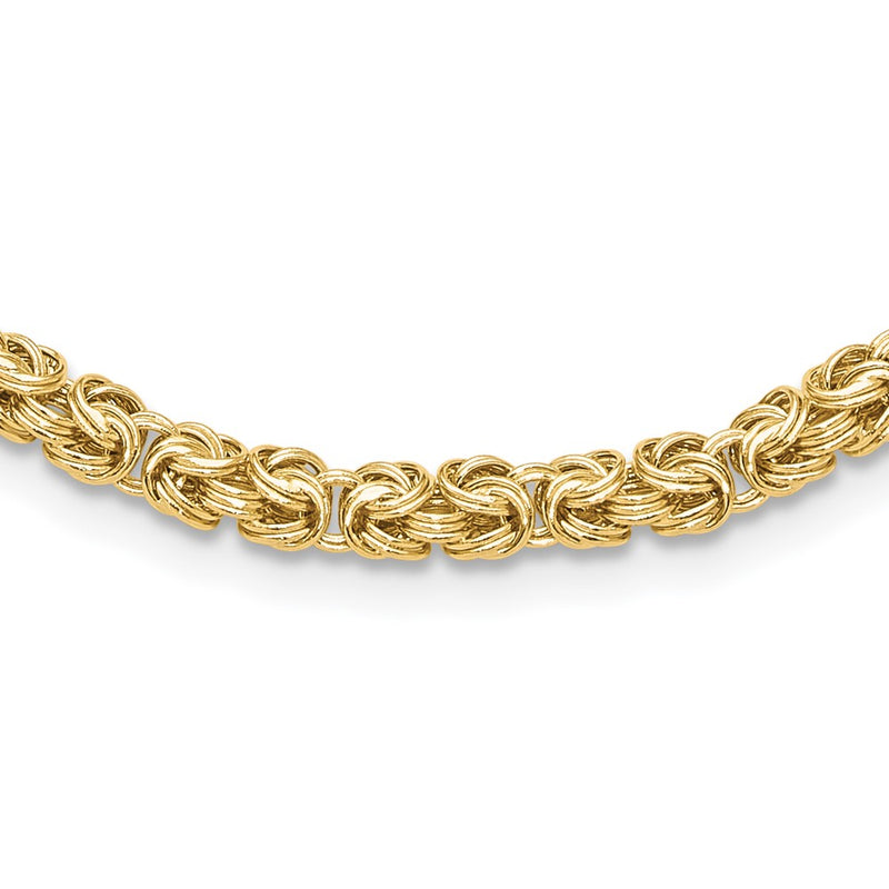 14K Yellow Gold Polished 4.25mm Fancy Byzantine Link 18 Inch Necklace
