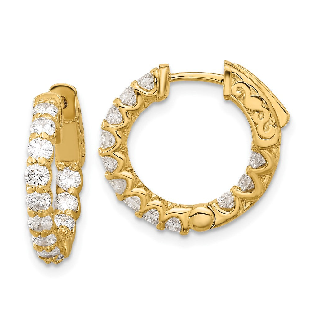 14K Yellow Gold 1.41 carat Diamond In/Out Hoop w/Safety Clasp Earrings