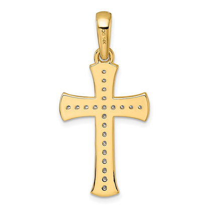 14K Yellow Gold 3/8 carat Diamond Cross Pendant