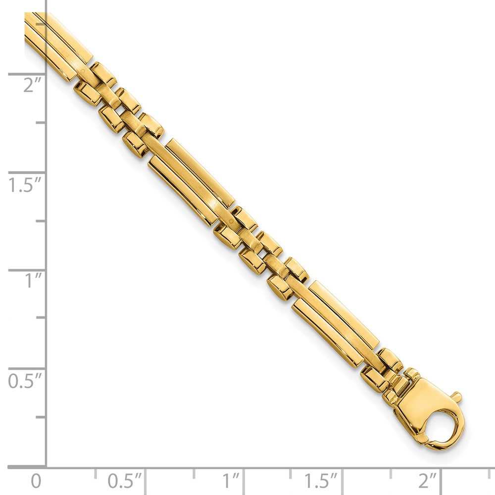 14K Yellow Gold Polished and Brushed 5mm Fancy Multi Link 8 Inch Bracelet