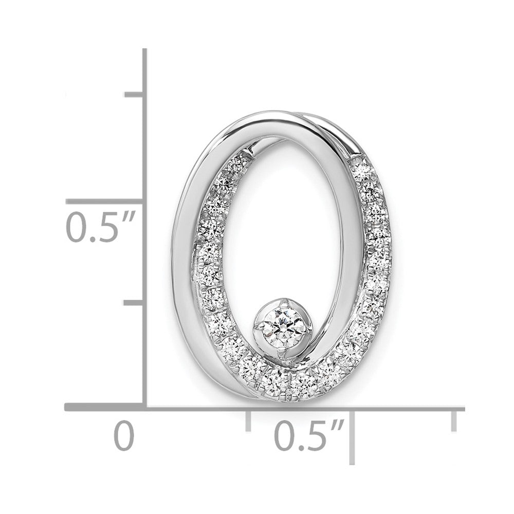 14K White Gold Polished 1/3 carat Diamond Double Oval Chain Slide