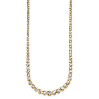 14K Yellow Gold 10 1/2 carat Lab Grown Diamond VS+ F+ Complete Round 16 Inch Graduated Tennis Necklace