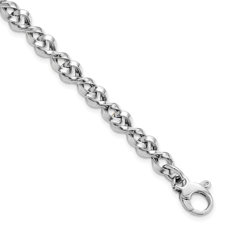 14K White Gold Polished Fancy Twisted Link 7.5 Inch Bracelet