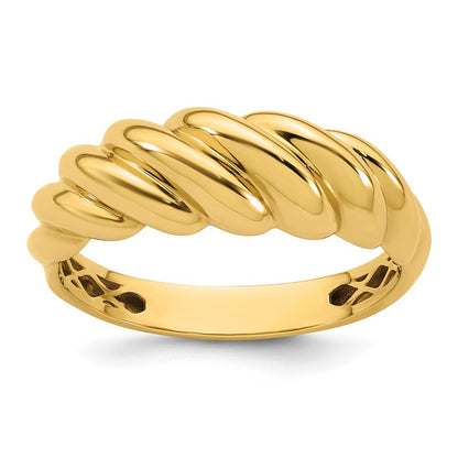 14K Yellow Gold Polished Twisted Domed Size 7 Ring