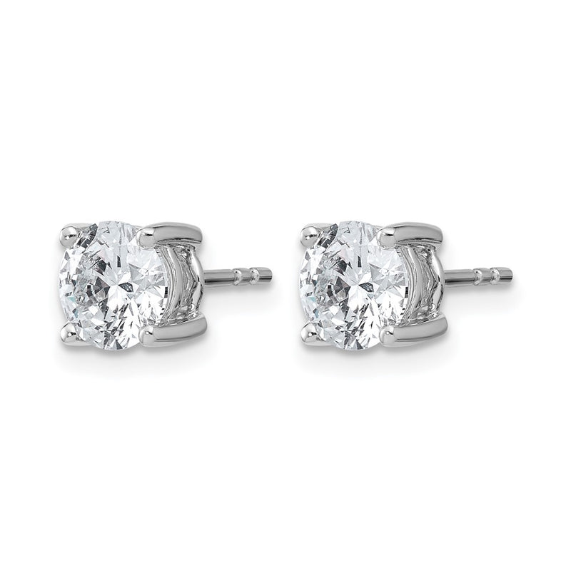 14K White Gold 2 carat Certified Lab Grown Diamond VS+ F+ Round Complete Four Prong Lightweight Stud Earrings