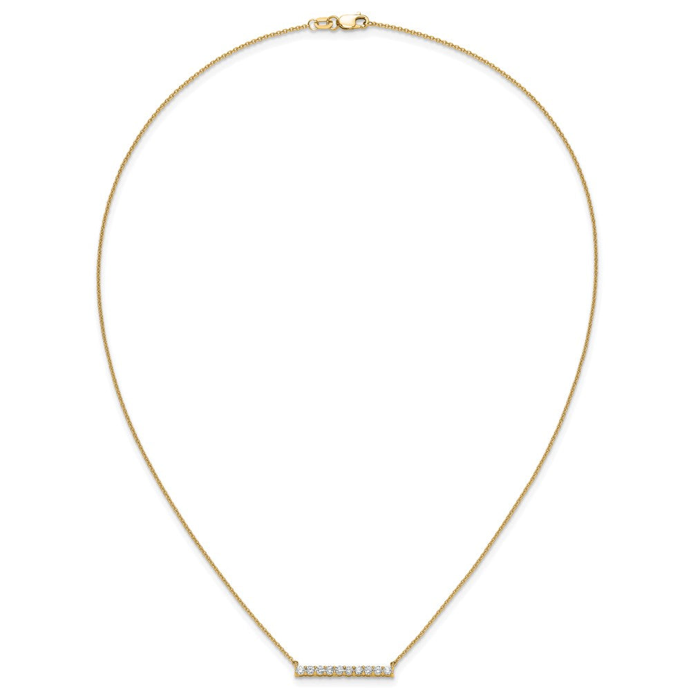 14K Yellow Gold Polished 1/2 carat Diamond Bar 18 Inch Necklace