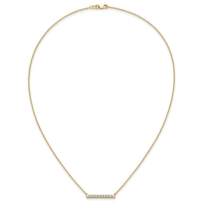 14K Yellow Gold Polished 1/2 carat Diamond Bar 18 Inch Necklace