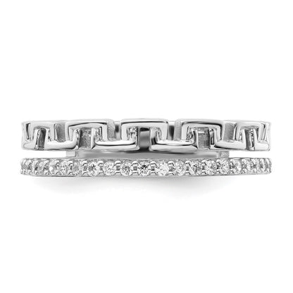 14K White Gold Polished Diamond Double Wedding Band Ring Fashion Ring