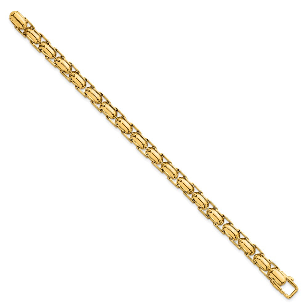 14K Yellow Gold Polished 6.9mm Fancy Link 7.5 Inch Bracelet