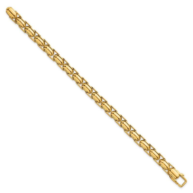 14K Yellow Gold Polished 6.9mm Fancy Link 7.5 Inch Bracelet
