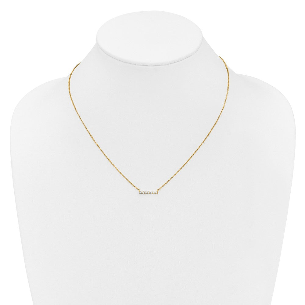 14K Yellow Gold Polished 1/4 carat Diamond Bar 18 Inch Necklace