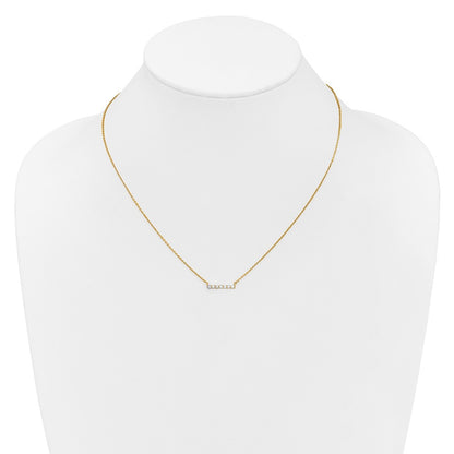 14K Yellow Gold Polished 1/4 carat Diamond Bar 18 Inch Necklace