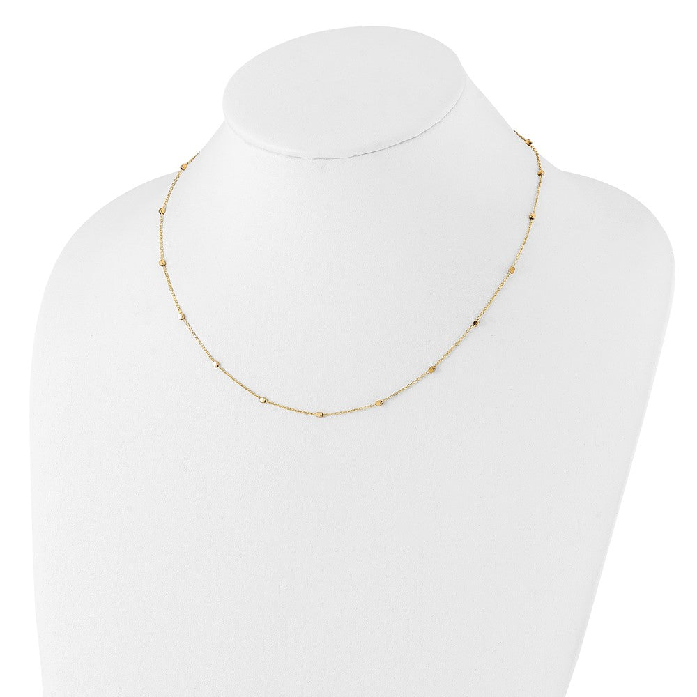 14K Yellow Gold Polished Cube Stations 16 Inch Necklace Plus 2 Inch Extender