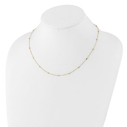 14K Yellow Gold Polished Cube Stations 16 Inch Necklace Plus 2 Inch Extender