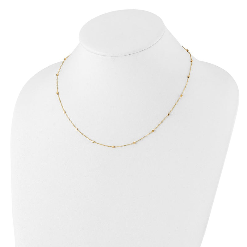 14K Yellow Gold Polished Cube Stations 16 Inch Necklace Plus 2 Inch Extender