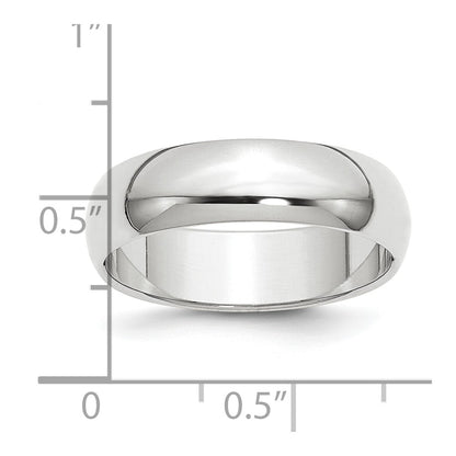 Platinum 6mm Half Round Wedding Band Ring