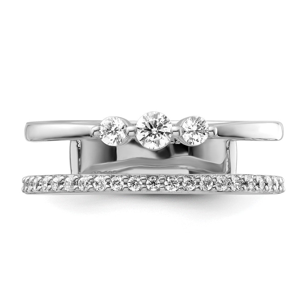 14K White Gold Polished Diamond Double Wedding Band Ring Fashion Ring