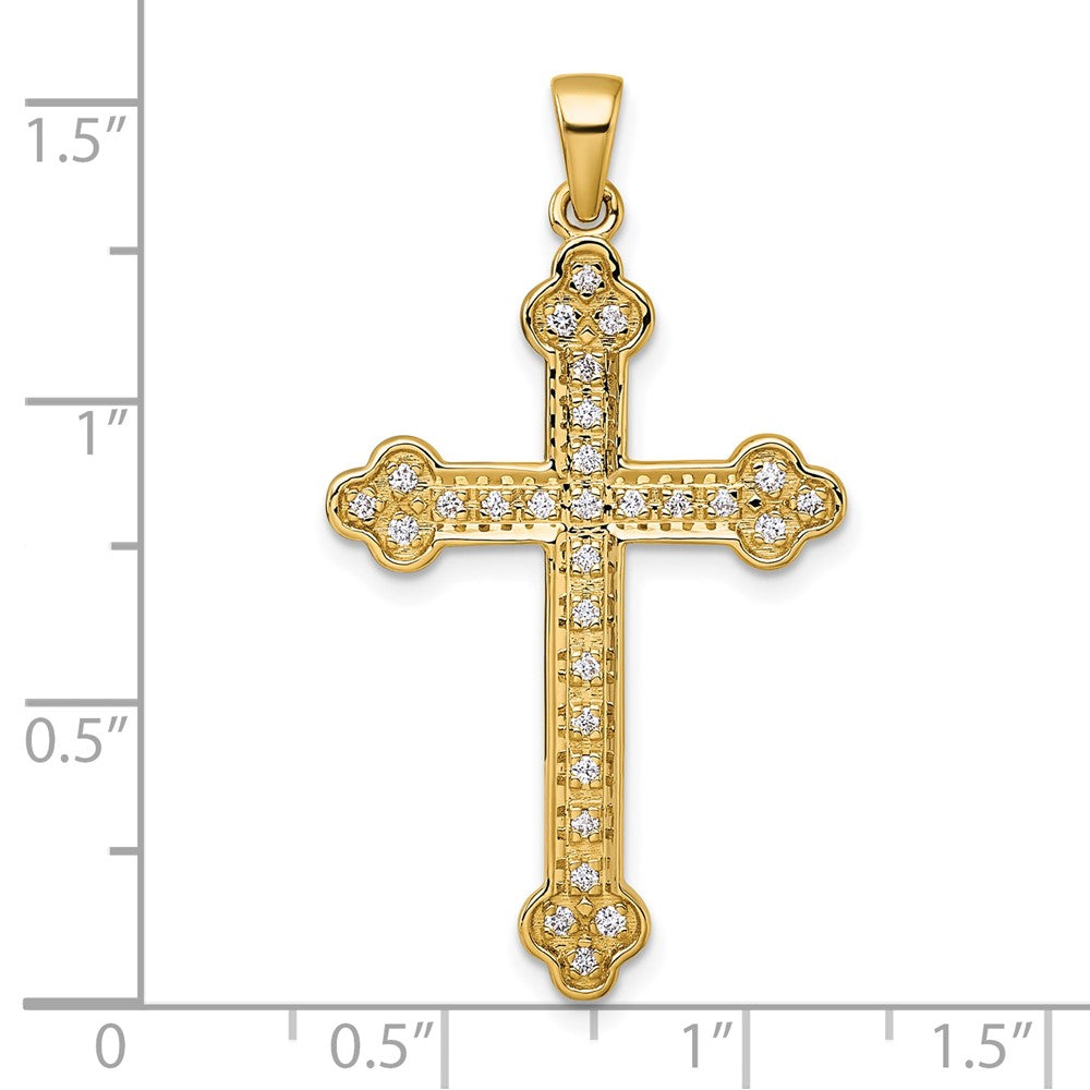 14K Yellow Gold 1/4 carat Diamond Cross Pendant