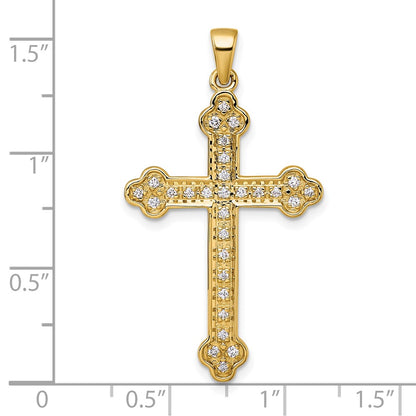 14K Yellow Gold 1/4 carat Diamond Cross Pendant
