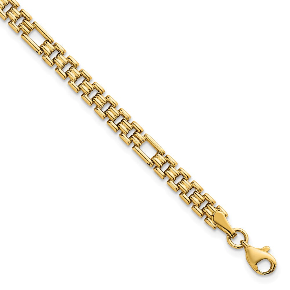 14K Yellow Gold Polished 4.5mm Fancy Link 7.5 Inch Bracelet