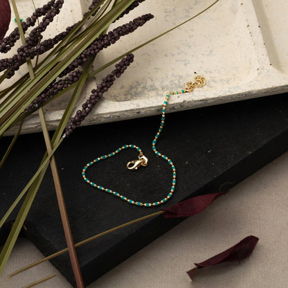 14K Yellow Gold Green Enamel Bracelet