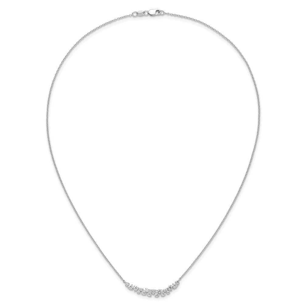 14K White Gold 7/8 carat Lab Grown Diamond VS/SI+ G+ Complete 18 Inch Fashion Bar Necklace