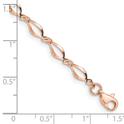 14K Rose Gold Polished Fancy Twisted Link 7.25 Inch Bracelet