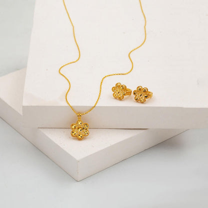22K Yellow Gold 2-Piece Earrings Necklace Set