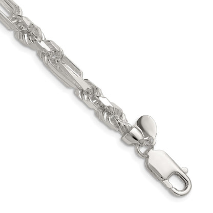 Sterling Silver 6mm D/C Figarope 26 Inch Chain