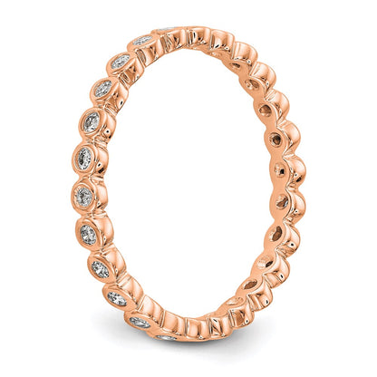 14K Rose Gold Polished 1/3ct Bezel Set Diamond Eternity Wedding Band Ring