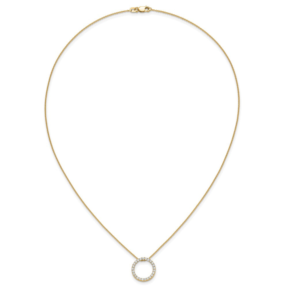 14K Yellow Gold Polished 1/2 carat Diamond Circle 18 Inch Necklace