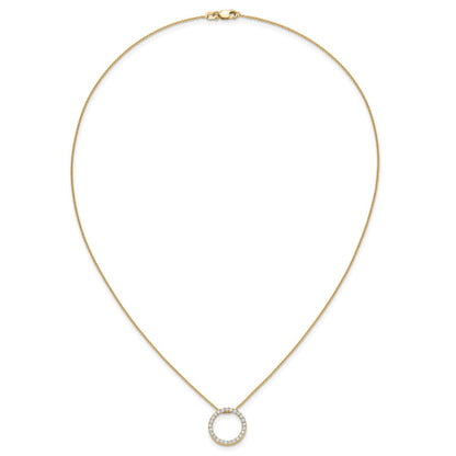 14K Yellow Gold Polished 1/2 carat Diamond Circle 18 Inch Necklace