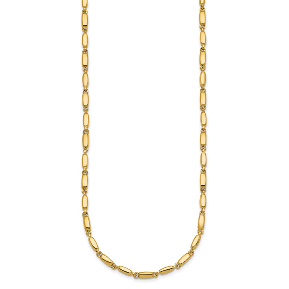 14K Yellow Gold Polished 3mm Fancy Bar Link 18 Inch Necklace