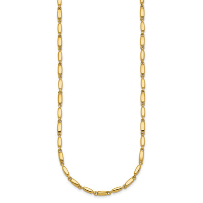 14K Yellow Gold Polished 3mm Fancy Bar Link 18 Inch Necklace