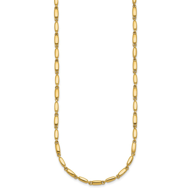 14K Yellow Gold Polished 3mm Fancy Bar Link 18 Inch Necklace