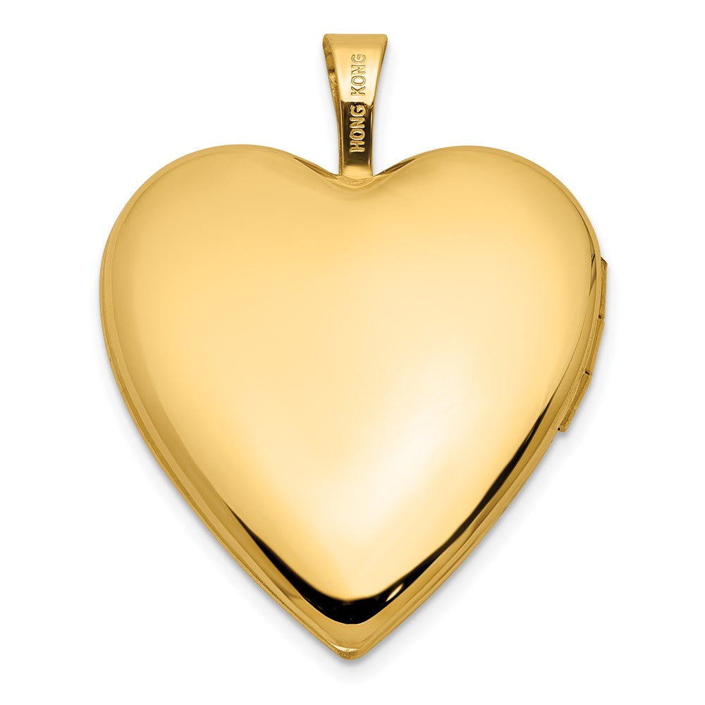 14K Yellow Gold Textured and Polished Heart Border 20mm Heart Locket