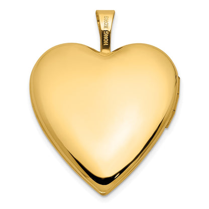 14K Yellow Gold Textured and Polished Heart Border 20mm Heart Locket