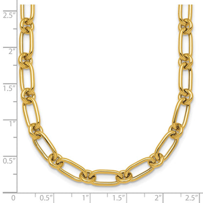 14K Yellow Gold Polished 6mm Oval and Circle Link 18 Inch Necklace
