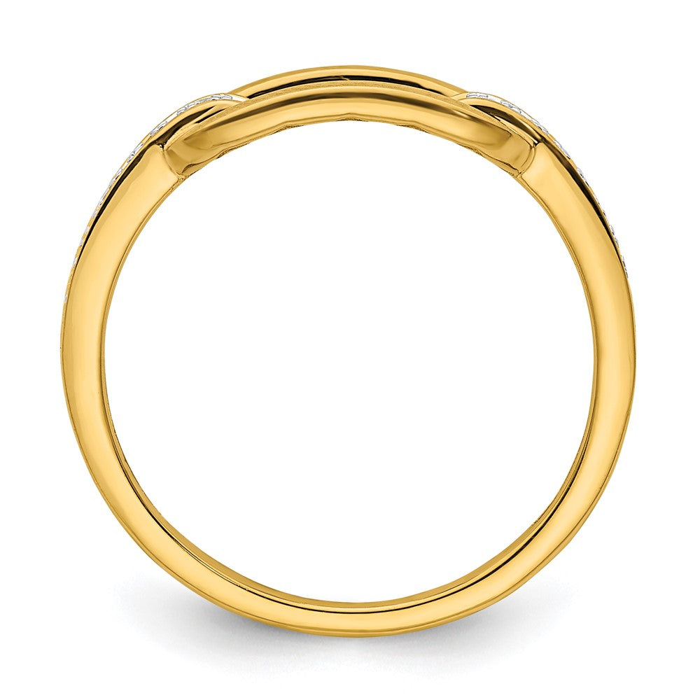14K Yellow Gold Polished Diamond Link Fashion Ring