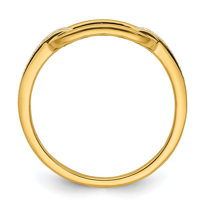 14K Yellow Gold Polished Diamond Link Fashion Ring