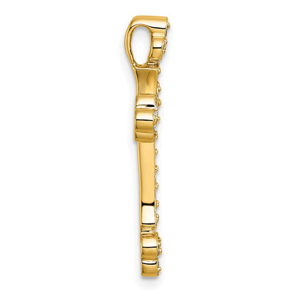 14K Yellow Gold 1/2 carat Diamond Budded Cross Chain Slide