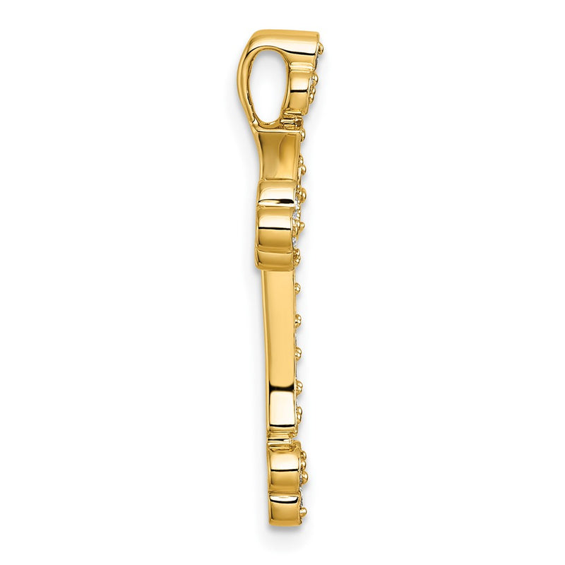14K Yellow Gold 1/2 carat Diamond Budded Cross Chain Slide