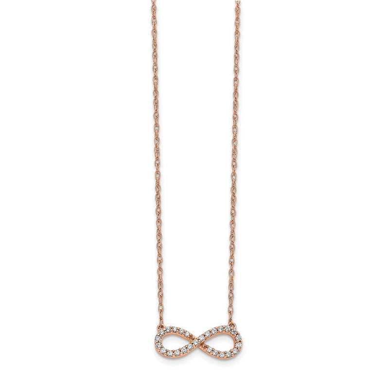 14K Rose Gold Polished 1/6 carat Diamond Infinity Symbol 18 Inch Necklace