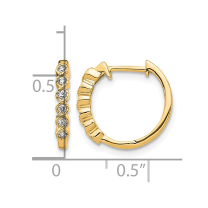 14K Yellow Gold 1/8 carat Diamond Hinged Hoop Earrings