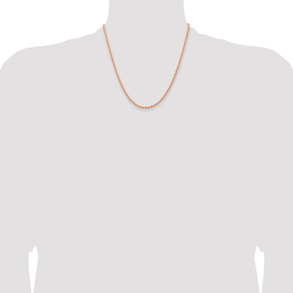 14K Rose Gold 2.75mm Diamond-cut Rope with Lobster Clasp 20 Inch Chain