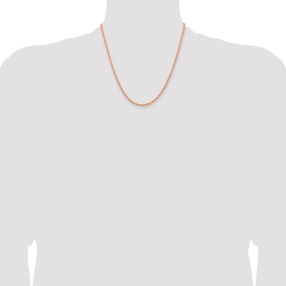 14K Rose Gold 2.75mm Diamond-cut Rope with Lobster Clasp 20 Inch Chain