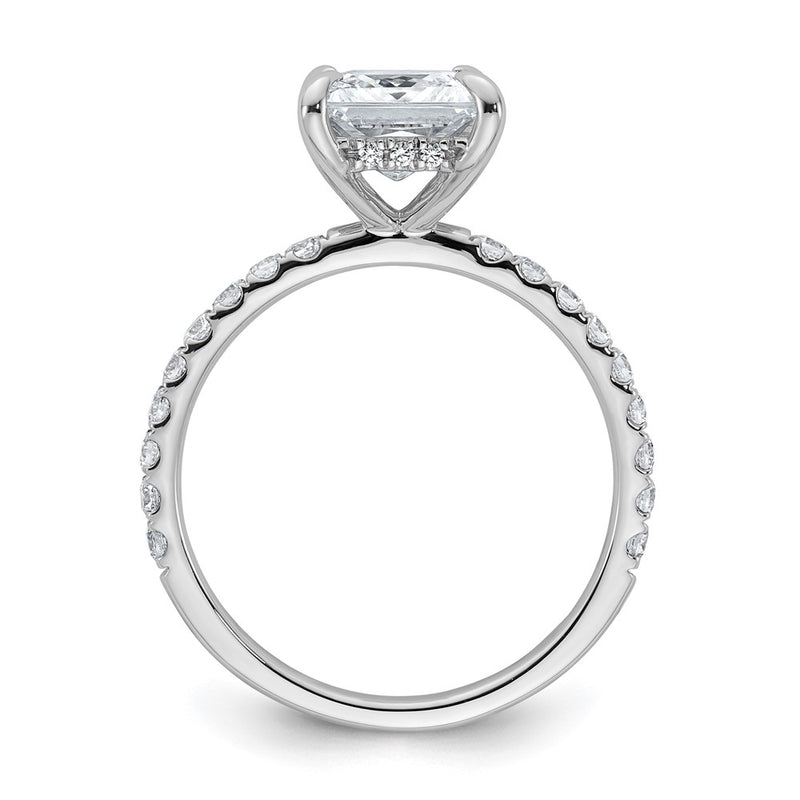 14K White Gold 2 1/2 carat Certified Lab Grown Diamond VS/SI+ G+ Princess Complete Solitaire with Flair Engagement Ring