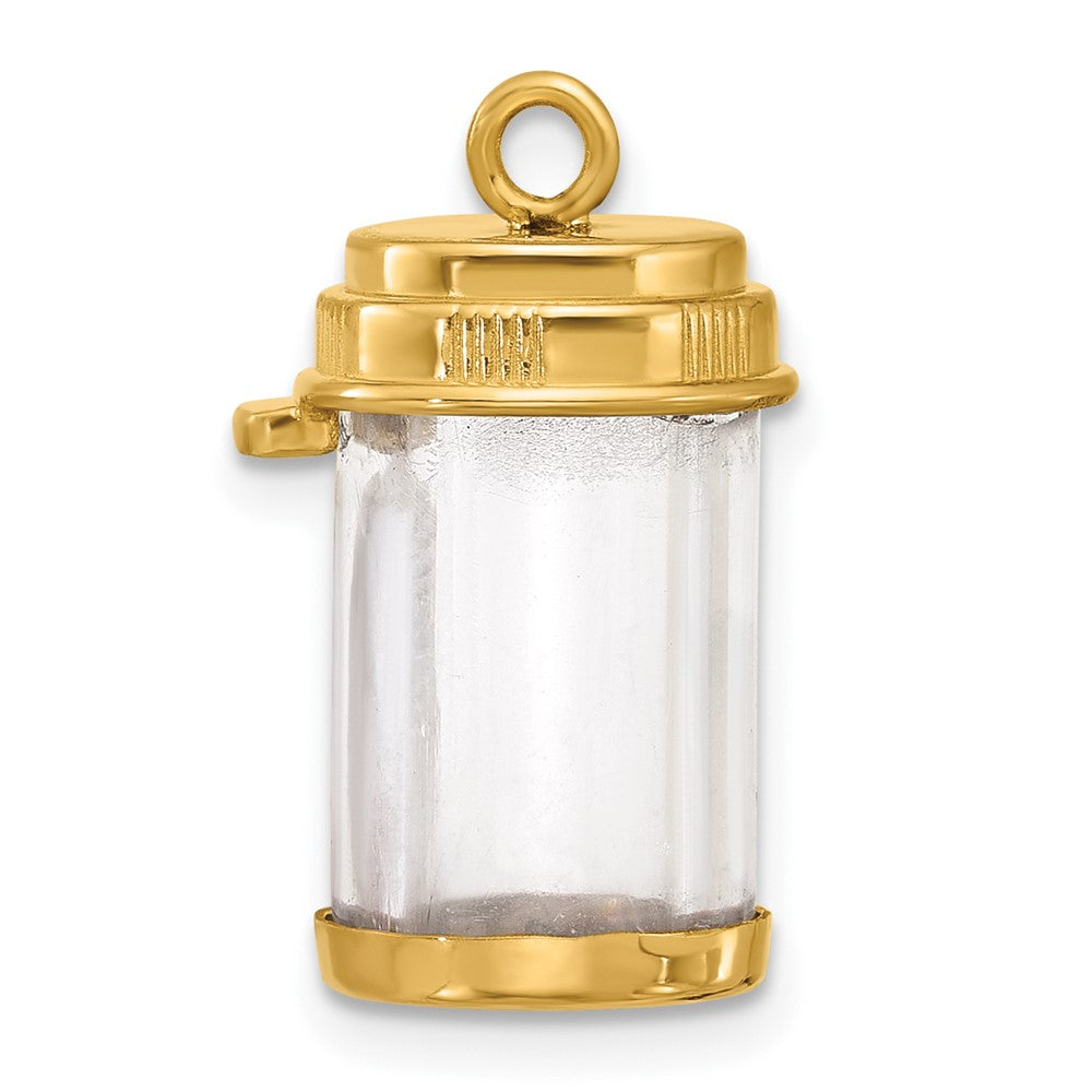 14K Yellow Gold Fancy Pill Bottle Charm