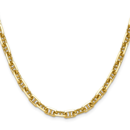 14K Yellow Gold 5.7mm D/C Mariner Anchor 18 Inch Chain